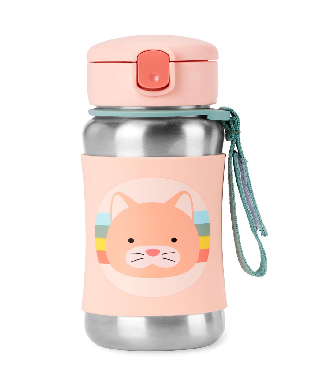 Skip hop zoo stainless steel παγούρι με καλαμάκι 350ml cat 9s891810 - SKIP HOP