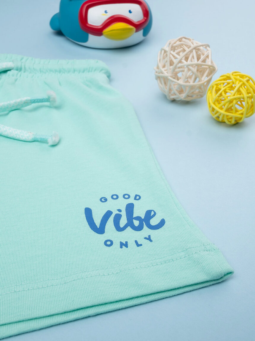 βρεφικό σορτσάκι τιρκουάζ good vibe only για αγόρι - Prénatal