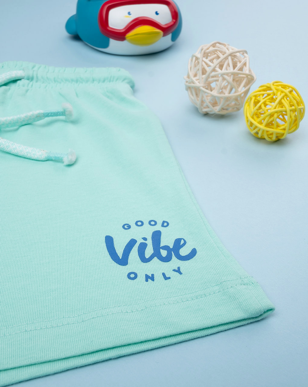 βρεφικό σορτσάκι τιρκουάζ good vibe only για αγόρι - Prénatal