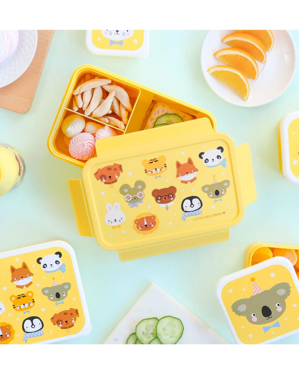 A little lovely company δοχείο φαγητού bento με χωρίσματα 1200ml animal friends bbafye77 - A LITTLE LOVELY COMP