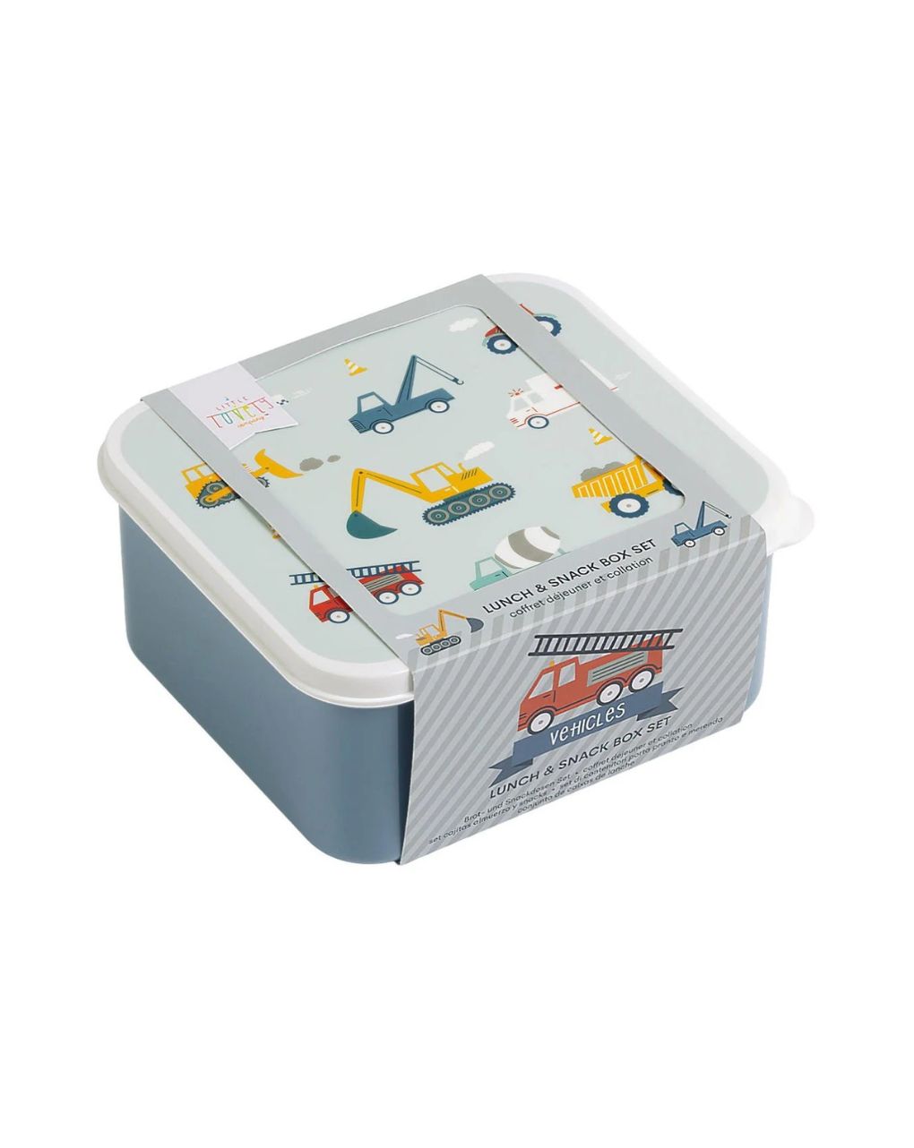 A little lovely company σετ 4 δοχεία φαγητού lunch & snack box vehicles sbseve58 - A LITTLE LOVELY COMP