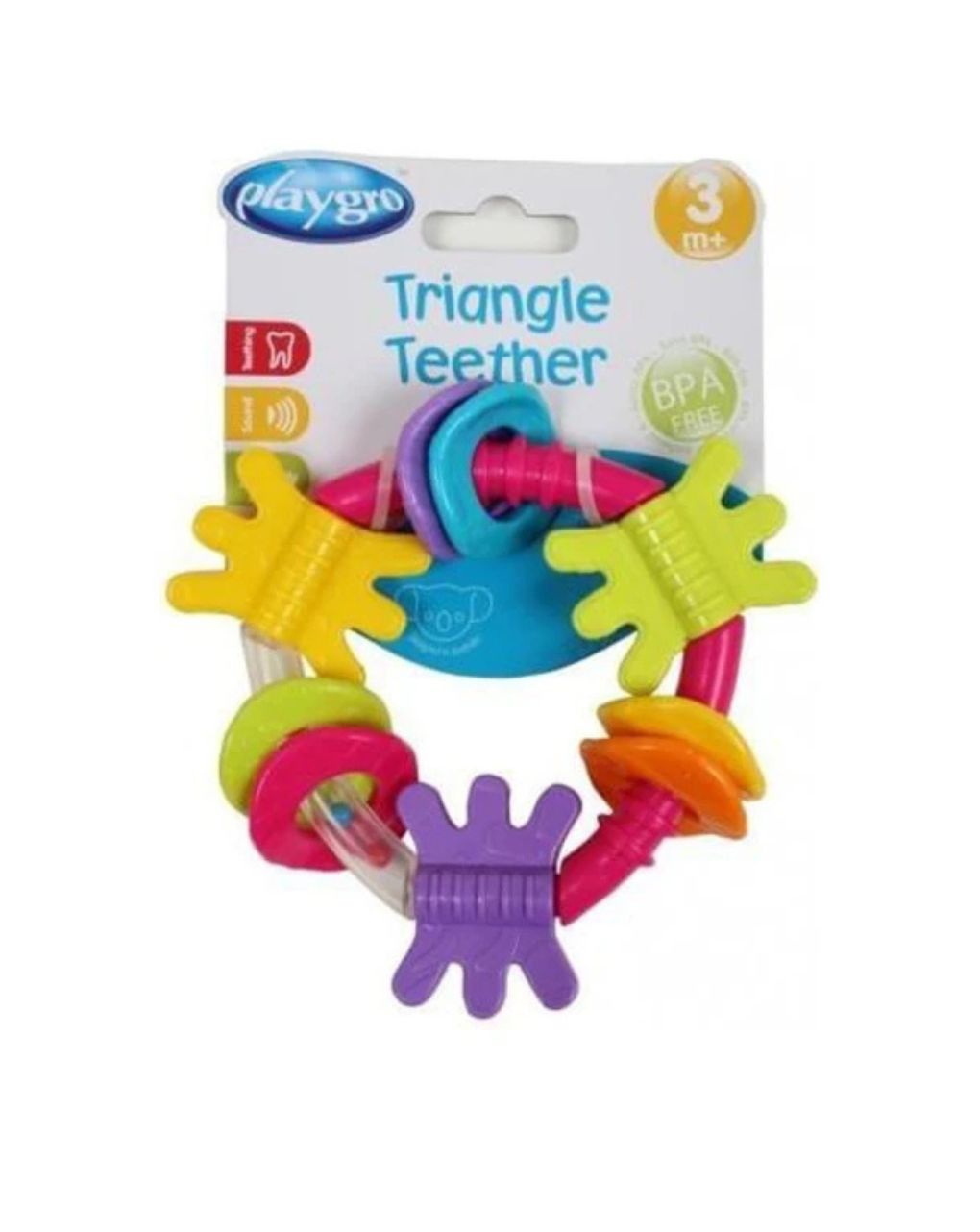 Playgro triangle teether κουδουνίστρα οδοντοφυίας για κορίτσια 3m+