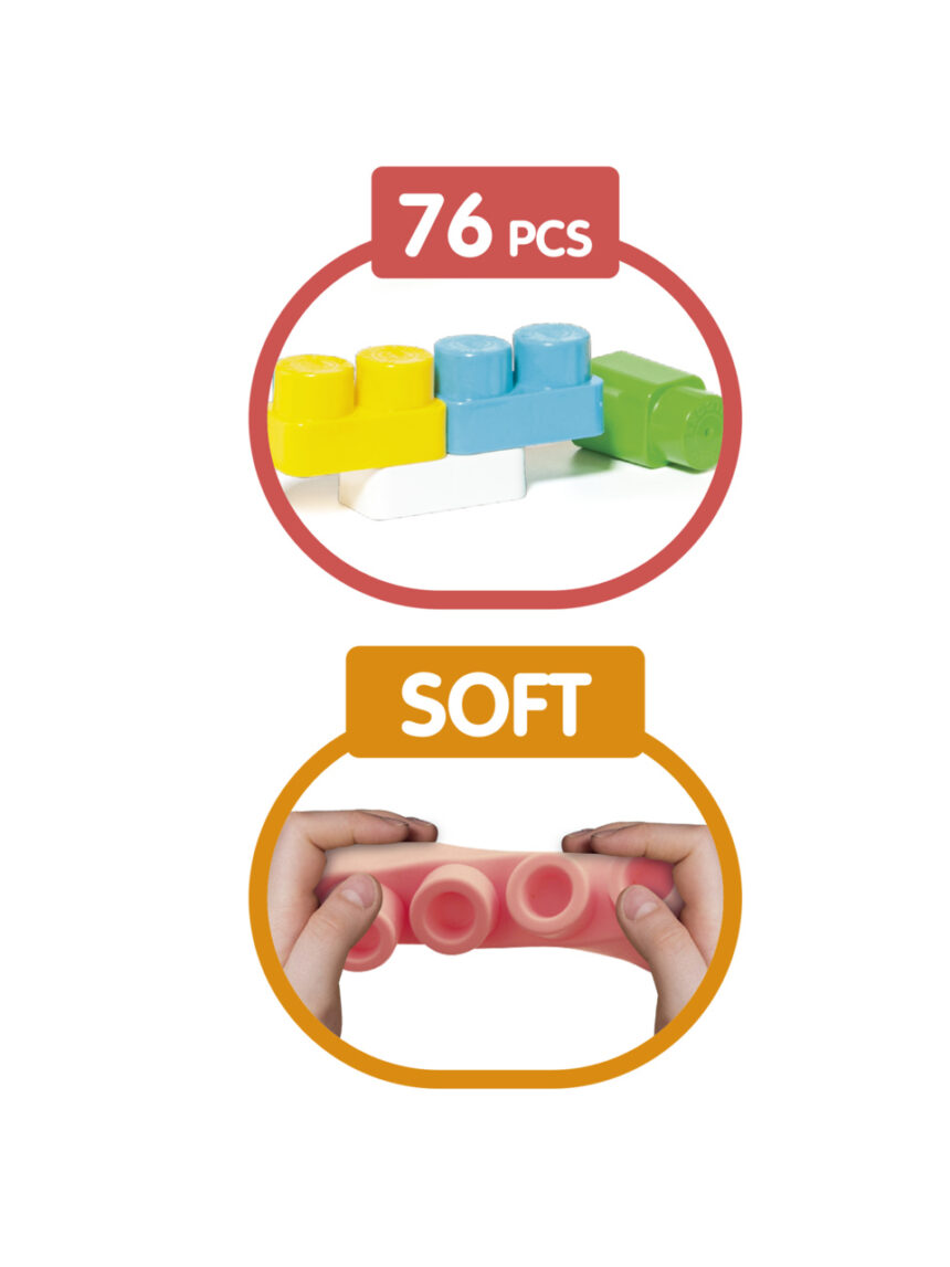 Baby smile σετ 76 μαλακά τουβλάκια για κατασκευή - Baby Smile