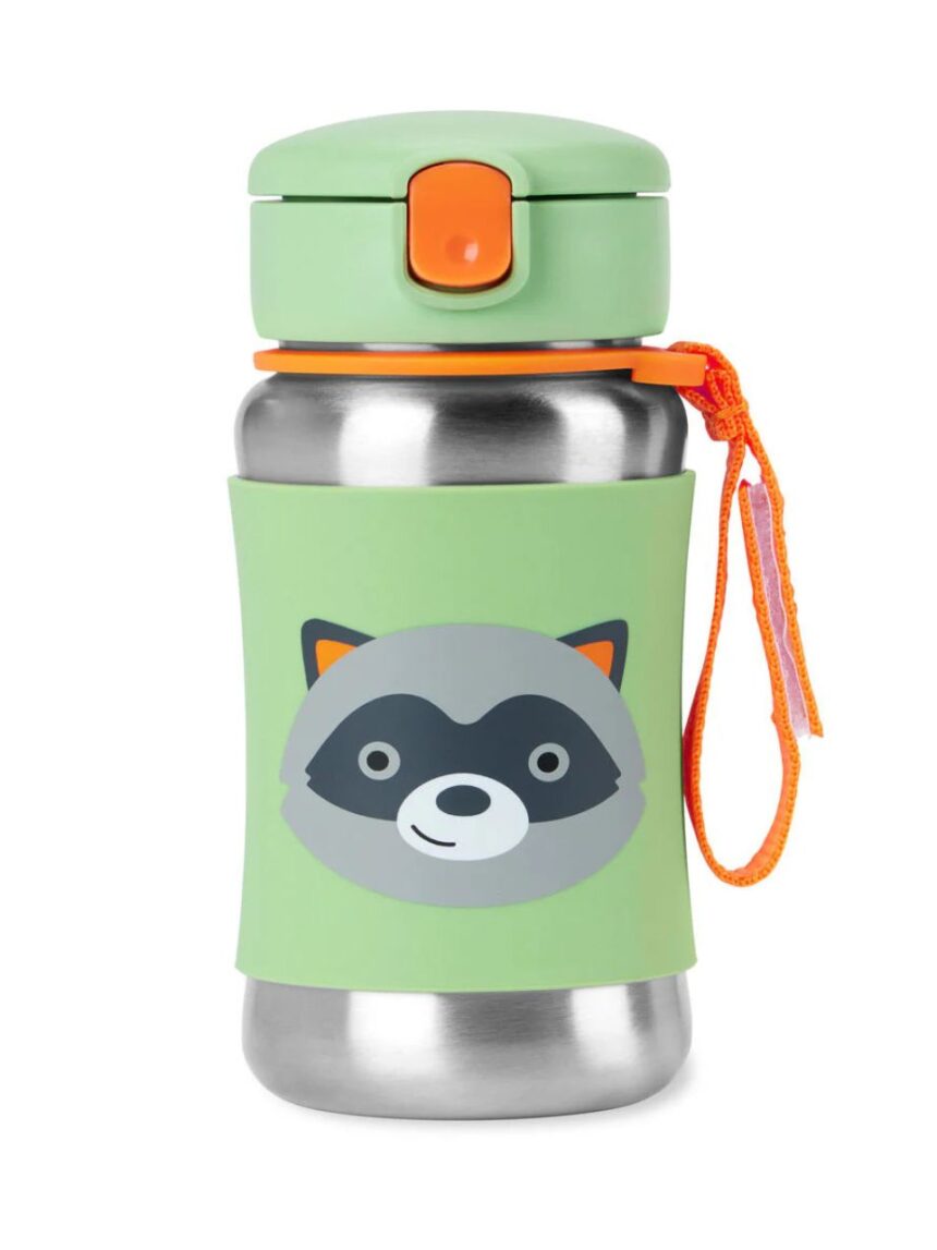 Skip hop zoo stainless steel παγούρι με καλαμάκι 350ml raccoon 9s891910 - SKIP HOP