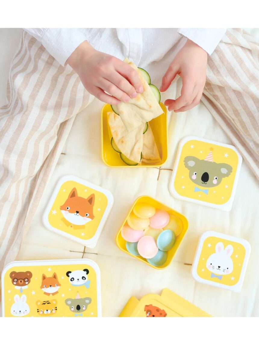 A little lovely company σετ 4 δοχεία φαγητού lunch & snack box animal friends sbseaf81 - A LITTLE LOVELY COMP