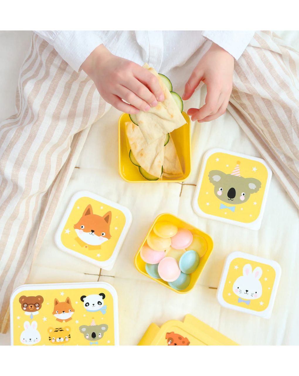 A little lovely company σετ 4 δοχεία φαγητού lunch & snack box animal friends sbseaf81 - A LITTLE LOVELY COMP