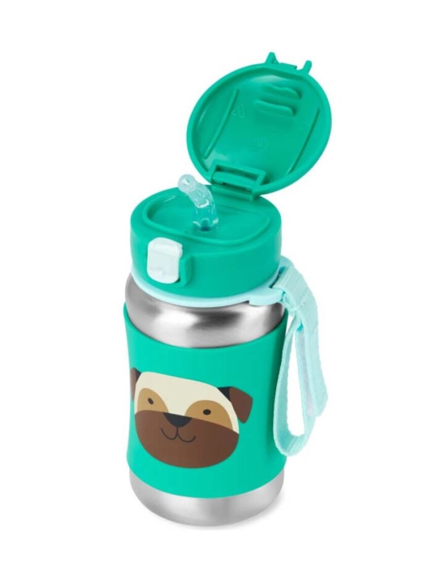 Skip hop zoo stainless steel παγούρι με καλαμάκι 350ml pug 9s892010 - SKIP HOP