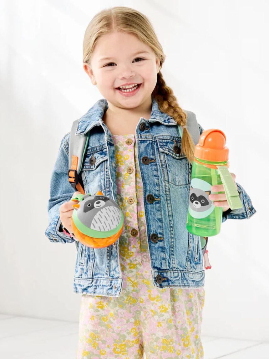 Skip hop zoo πλαστικό παγούρι με καλαμάκι 384.5ml raccoon 9q336910 - SKIP HOP