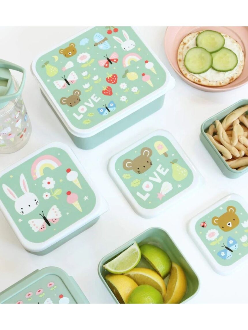 A little lovely company σετ 4 δοχεία φαγητού lunch & snack box joy sbsejo62 - A LITTLE LOVELY COMP