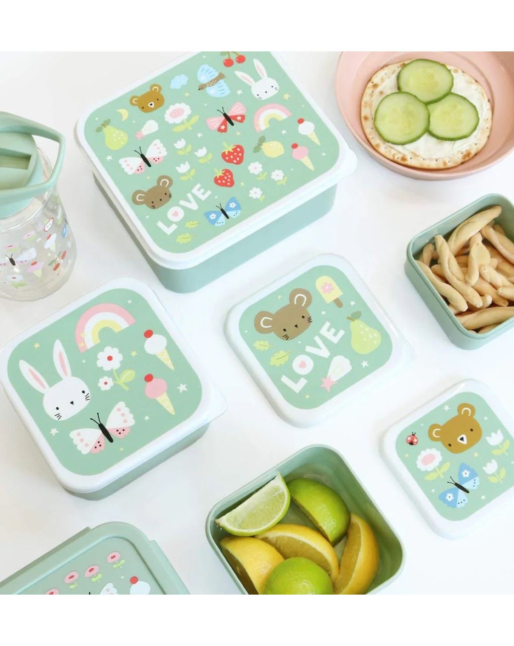 A little lovely company σετ 4 δοχεία φαγητού lunch & snack box joy sbsejo62 - A LITTLE LOVELY COMP