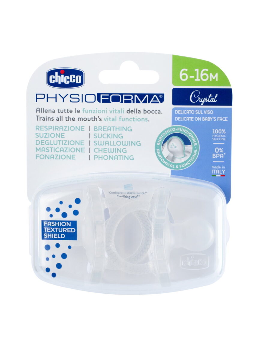 Chicco ορθοδοντικές πιπίλες σιλικόνης 2τμχ crystal 6-16m - Chicco