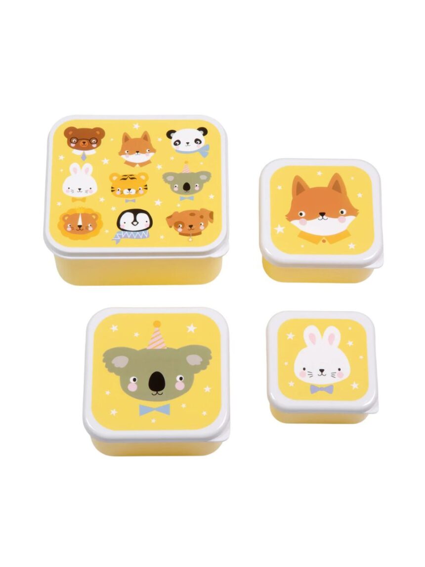 A little lovely company σετ 4 δοχεία φαγητού lunch & snack box animal friends sbseaf81 - A LITTLE LOVELY COMP