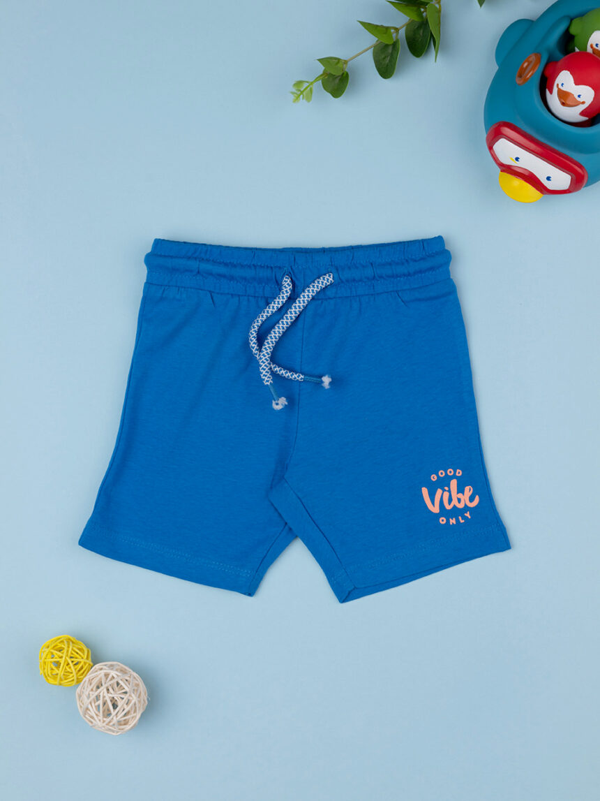 βρεφικό σορτσάκι μπλε good vibe only για αγόρι - Prénatal