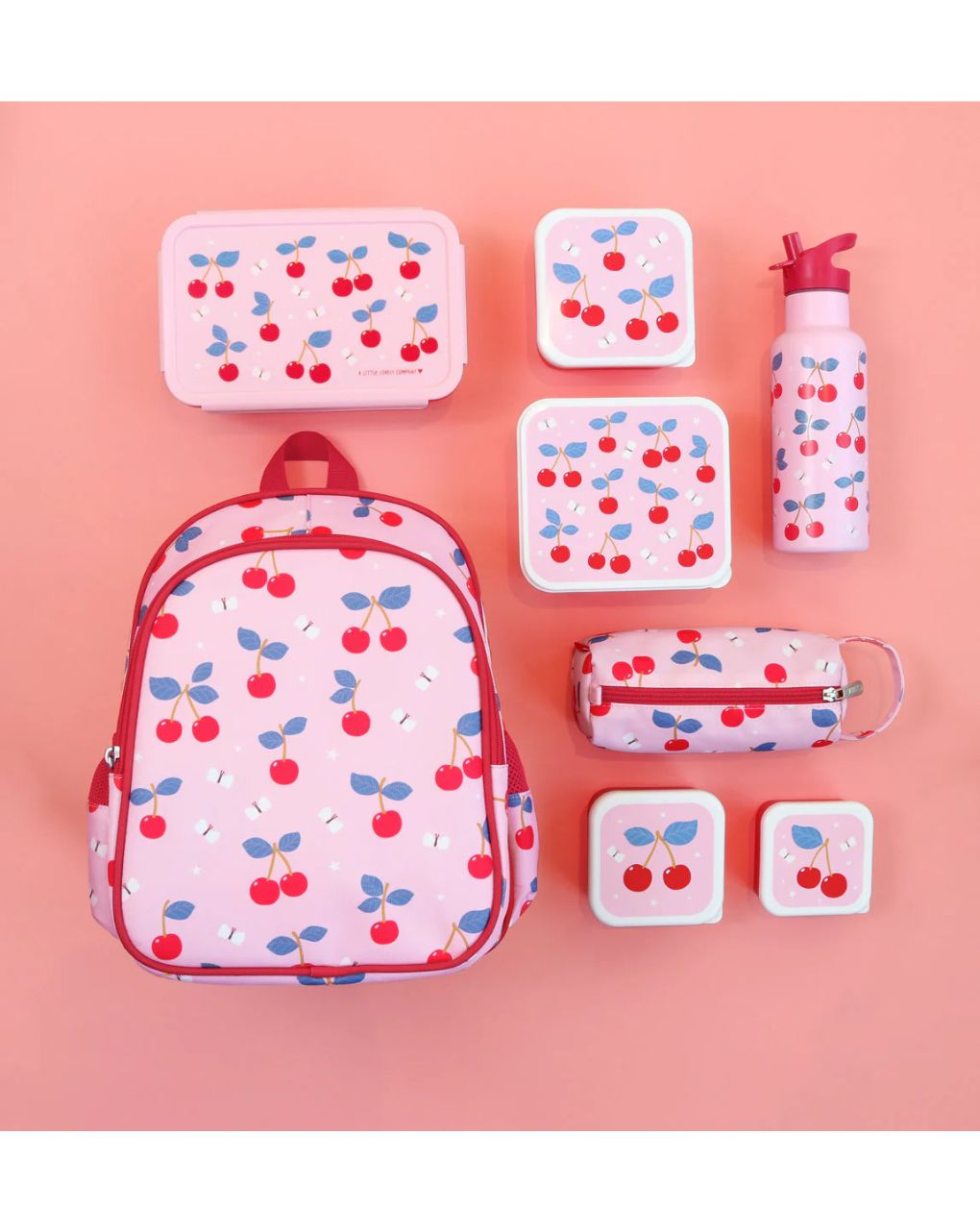 A little lovely company σετ 4 δοχεία φαγητού lunch & snack box cherries sbsech82 - A LITTLE LOVELY COMP