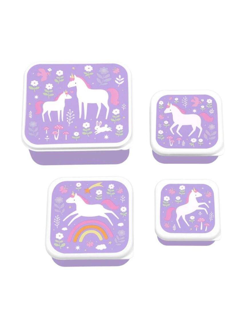 A little lovely company σετ 4 δοχεία φαγητού lunch & snack box unicorn dreams sbseud73 - A LITTLE LOVELY COMP