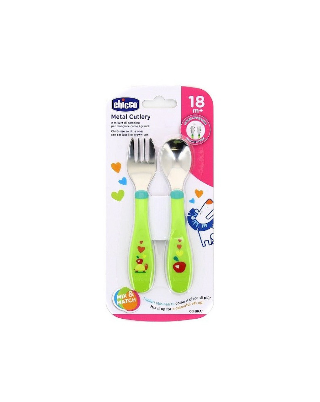 Chicco σετ πιρούνι-κουτάλι 18m+ πράσινο f05-16102-30