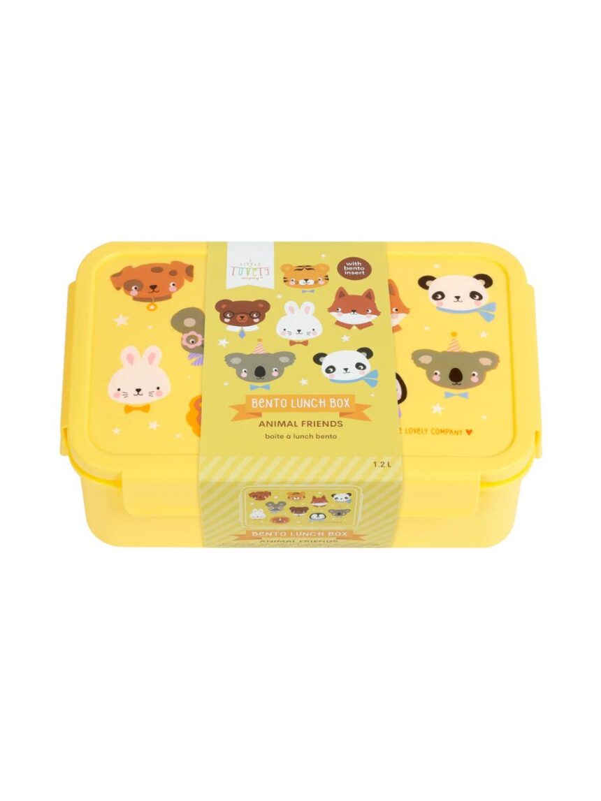 A little lovely company δοχείο φαγητού bento με χωρίσματα 1200ml animal friends bbafye77 - A LITTLE LOVELY COMP