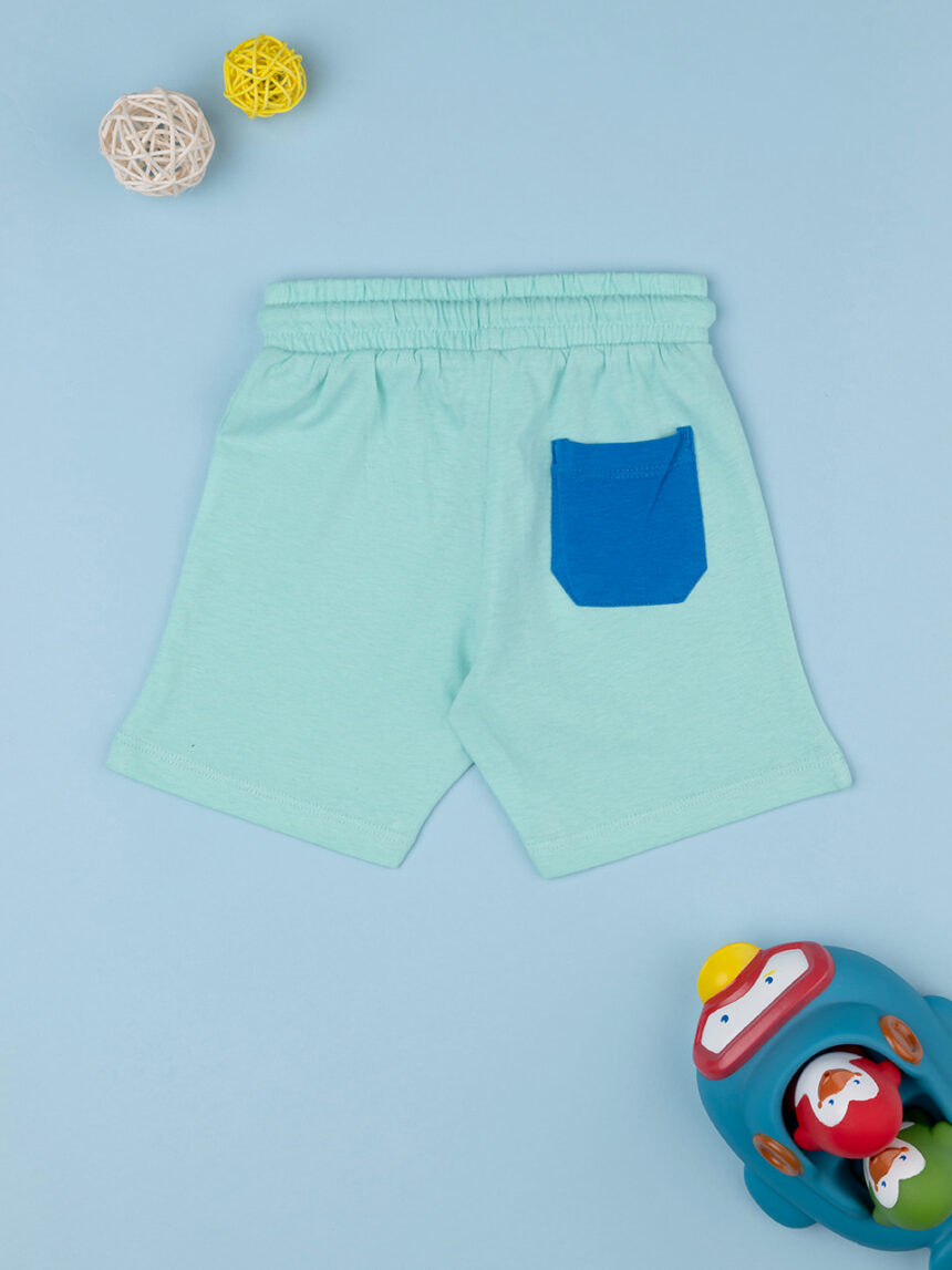 βρεφικό σορτσάκι τιρκουάζ good vibe only για αγόρι - Prénatal