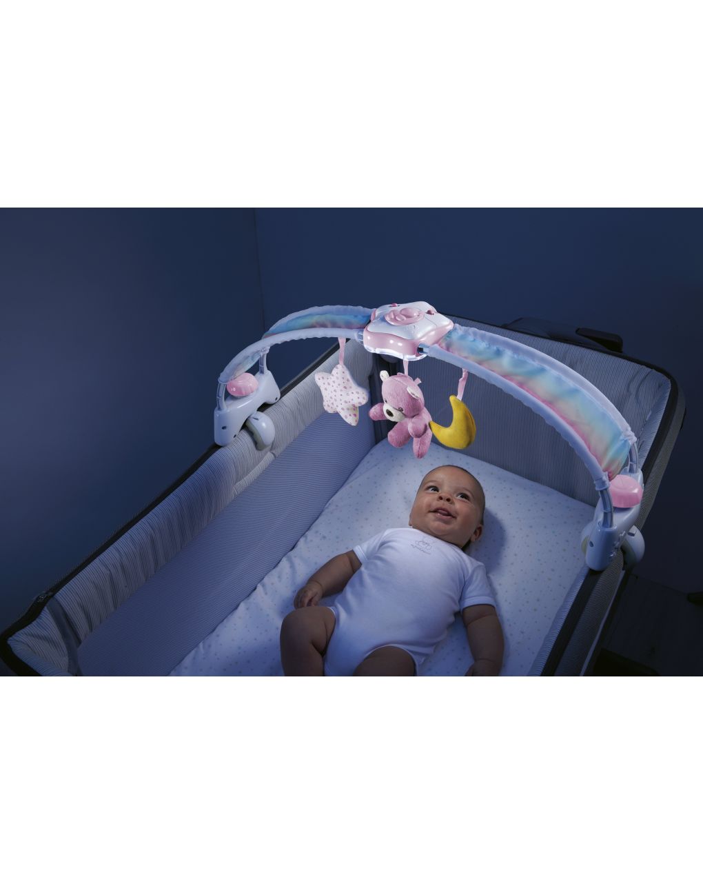 Chicco παιχνίδι κούνιας first dreams 2-in-1 rainbow sky bed arch mobile ροζ y01-10473-10 - Chicco