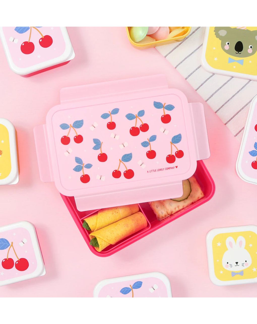 A little lovely company δοχείο φαγητού bento με χωρίσματα 1200ml cherries bbchpi78 - A LITTLE LOVELY COMP