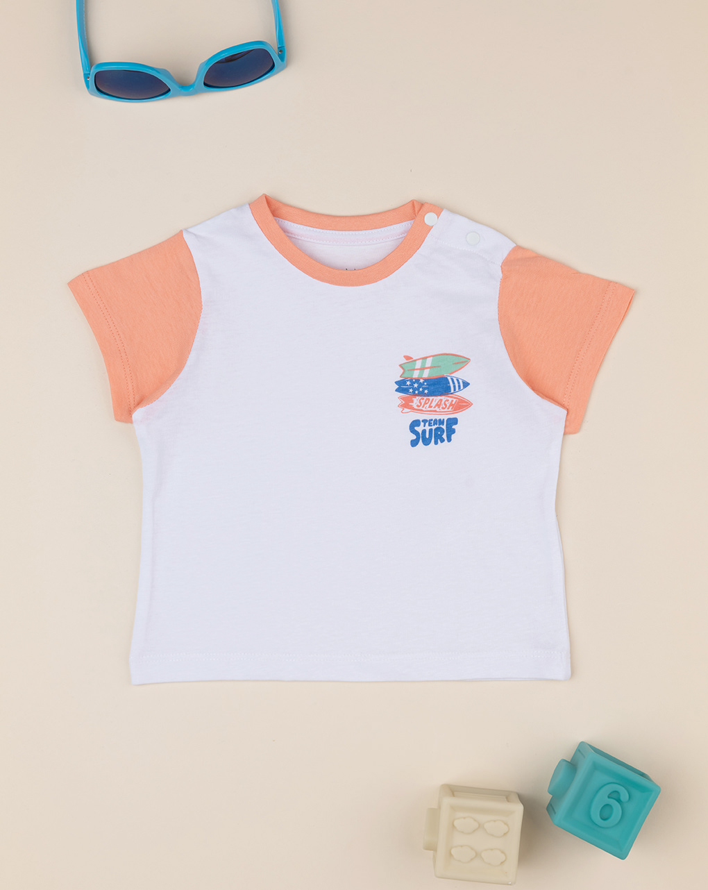 βρεφικό t-shirt λευκό team surf για αγόρι