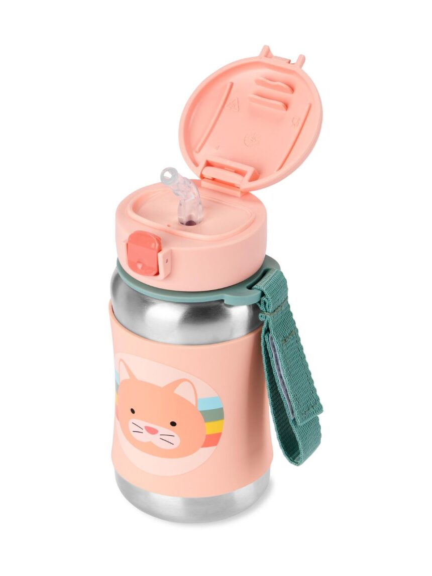 Skip hop zoo stainless steel παγούρι με καλαμάκι 350ml cat 9s891810 - SKIP HOP
