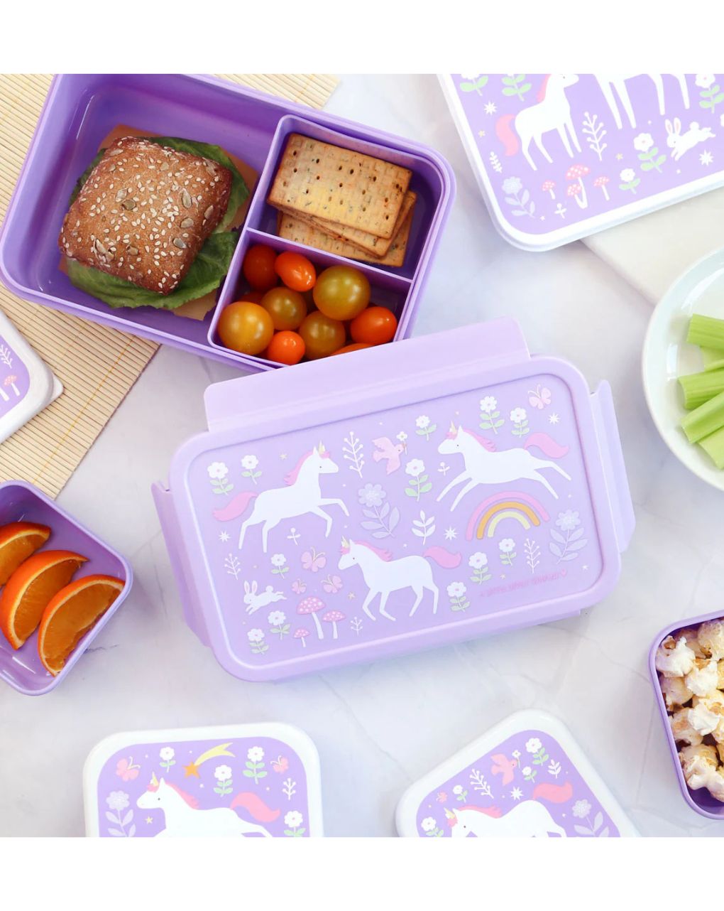 A little lovely company δοχείο φαγητού bento με χωρίσματα 1200ml unicorn dreams bbudpu70 - A LITTLE LOVELY COMP