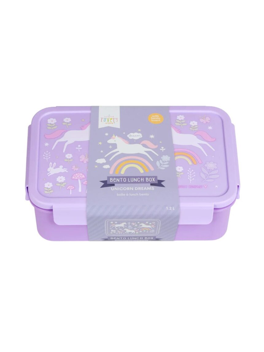 A little lovely company δοχείο φαγητού bento με χωρίσματα 1200ml unicorn dreams bbudpu70 - A LITTLE LOVELY COMP