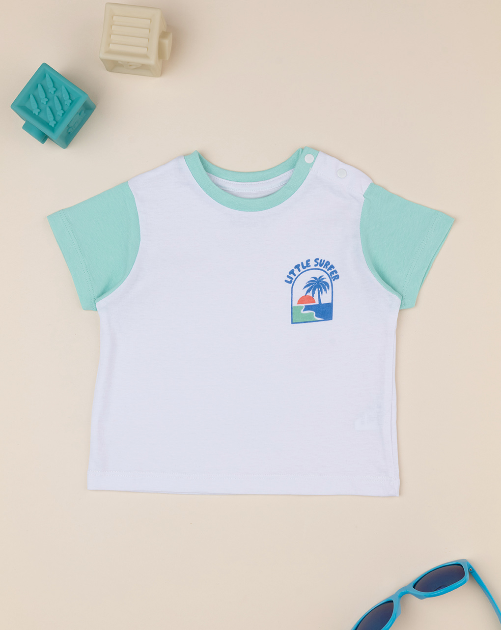 βρεφικό t-shirt λευκό little surfer για αγόρι
