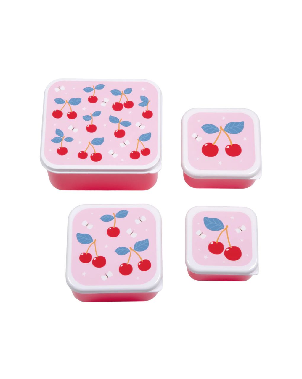 A little lovely company σετ 4 δοχεία φαγητού lunch & snack box cherries sbsech82