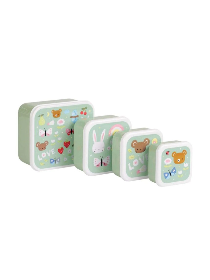 A little lovely company σετ 4 δοχεία φαγητού lunch & snack box joy sbsejo62 - A LITTLE LOVELY COMP