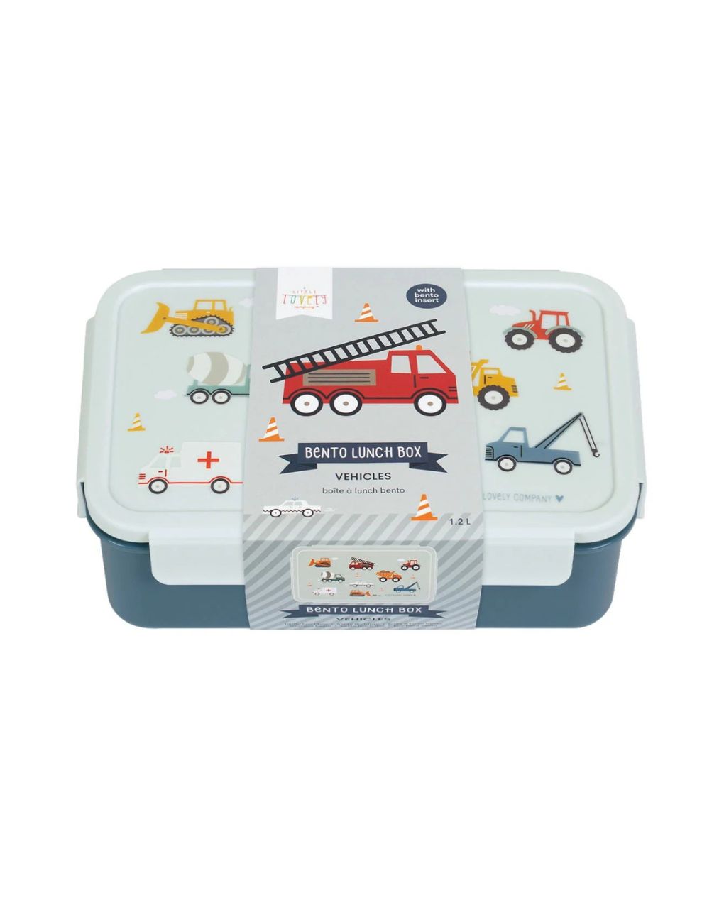 A little lovely company δοχείο φαγητού bento με χωρίσματα 1200ml vehicles sbvebu53 - A LITTLE LOVELY COMP