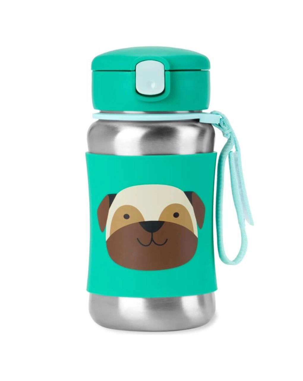 Skip hop zoo stainless steel παγούρι με καλαμάκι 350ml pug 9s892010 - SKIP HOP