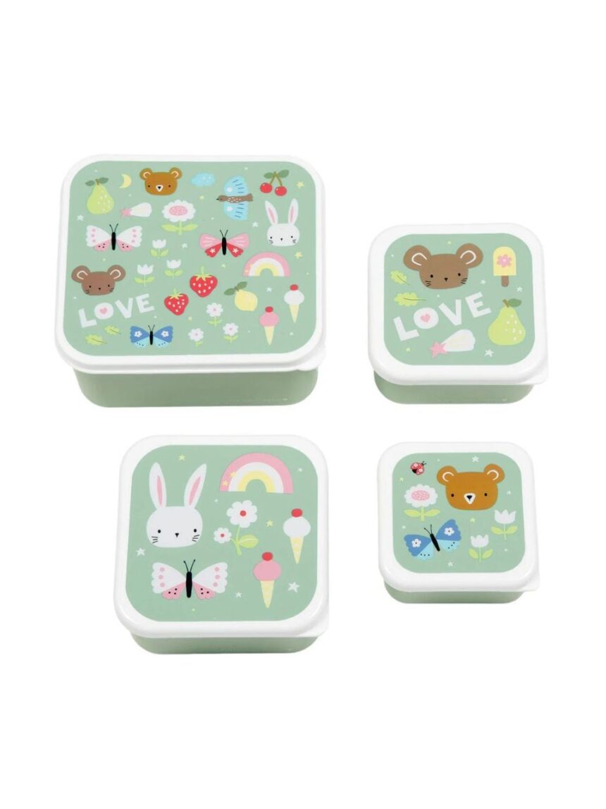 A little lovely company σετ 4 δοχεία φαγητού lunch & snack box joy sbsejo62 - A LITTLE LOVELY COMP