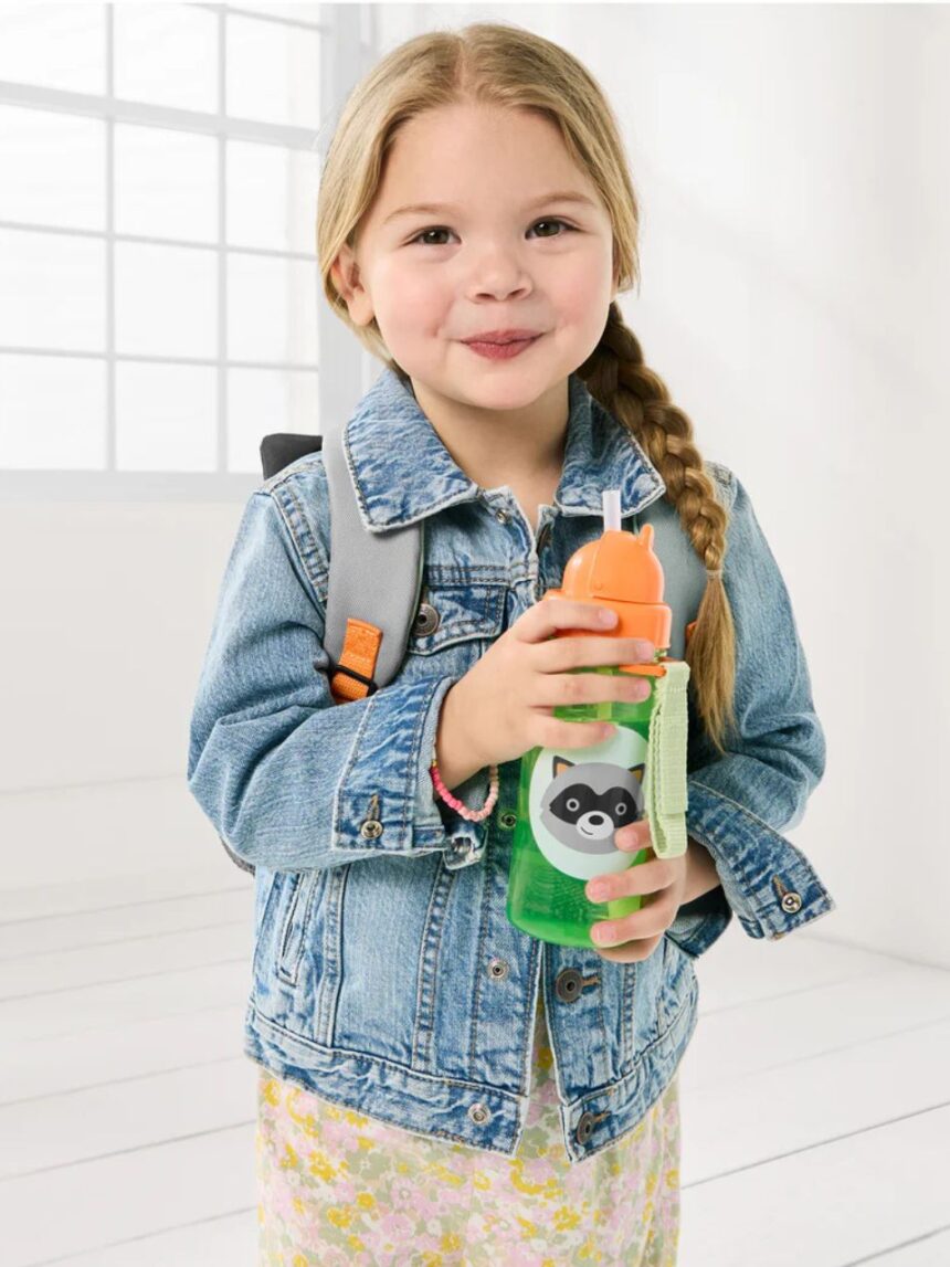 Skip hop zoo πλαστικό παγούρι με καλαμάκι 384.5ml raccoon 9q336910 - SKIP HOP