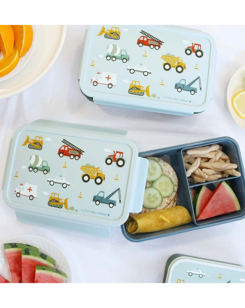A little lovely company δοχείο φαγητού bento με χωρίσματα 1200ml vehicles sbvebu53 - A LITTLE LOVELY COMP
