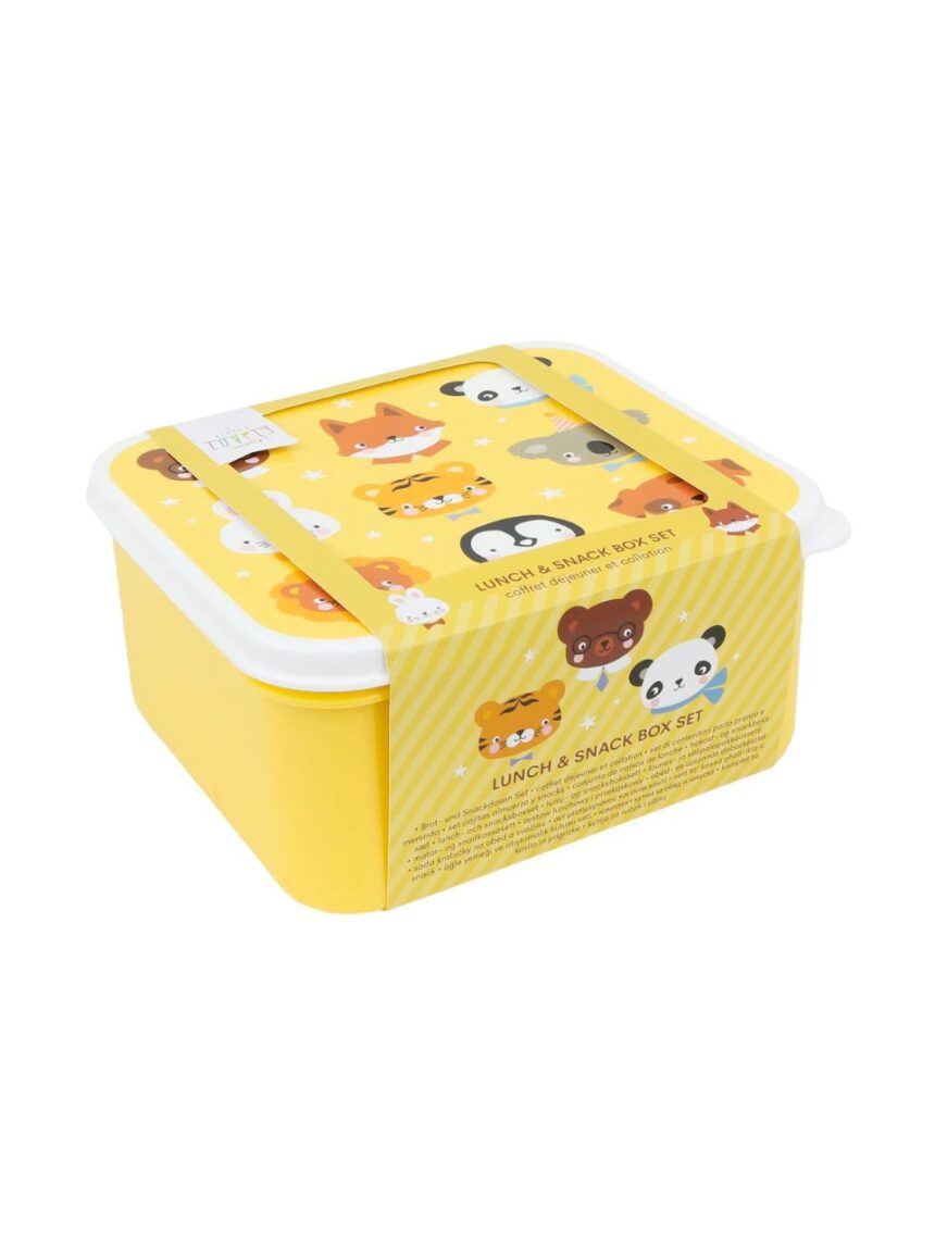 A little lovely company σετ 4 δοχεία φαγητού lunch & snack box animal friends sbseaf81 - A LITTLE LOVELY COMP