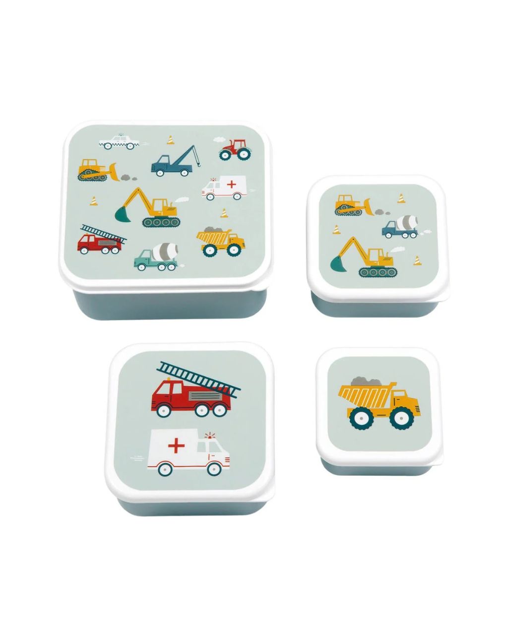 A little lovely company σετ 4 δοχεία φαγητού lunch & snack box vehicles sbseve58 - A LITTLE LOVELY COMP