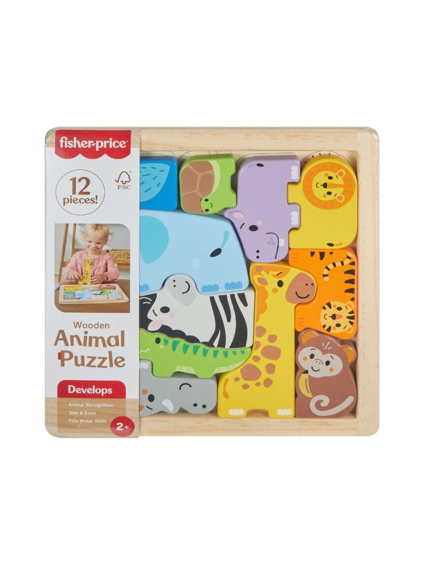 Mattel fisher-price ξύλινο παζλ με ζωάκια jfg10 - Fisher-Price