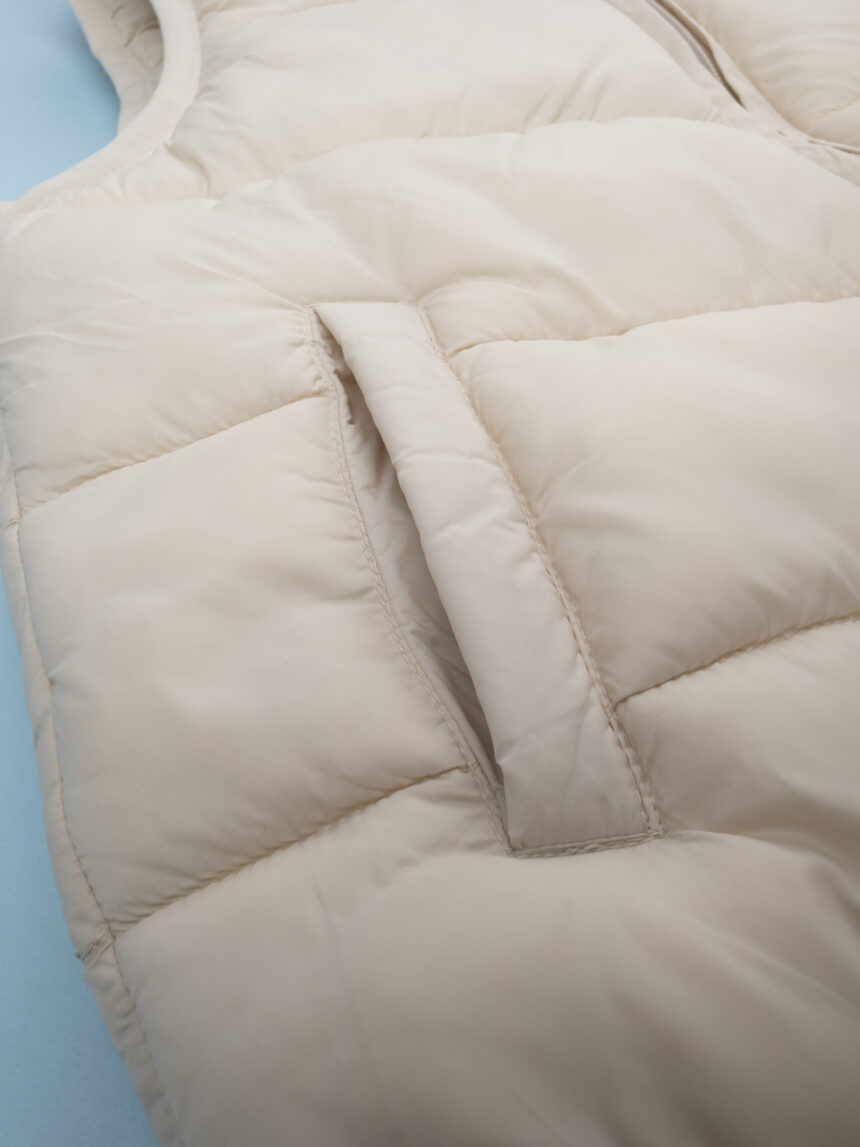 παιδικό αμάνικο μπουφάν puffer κρεμ dino για αγόρι - Prénatal