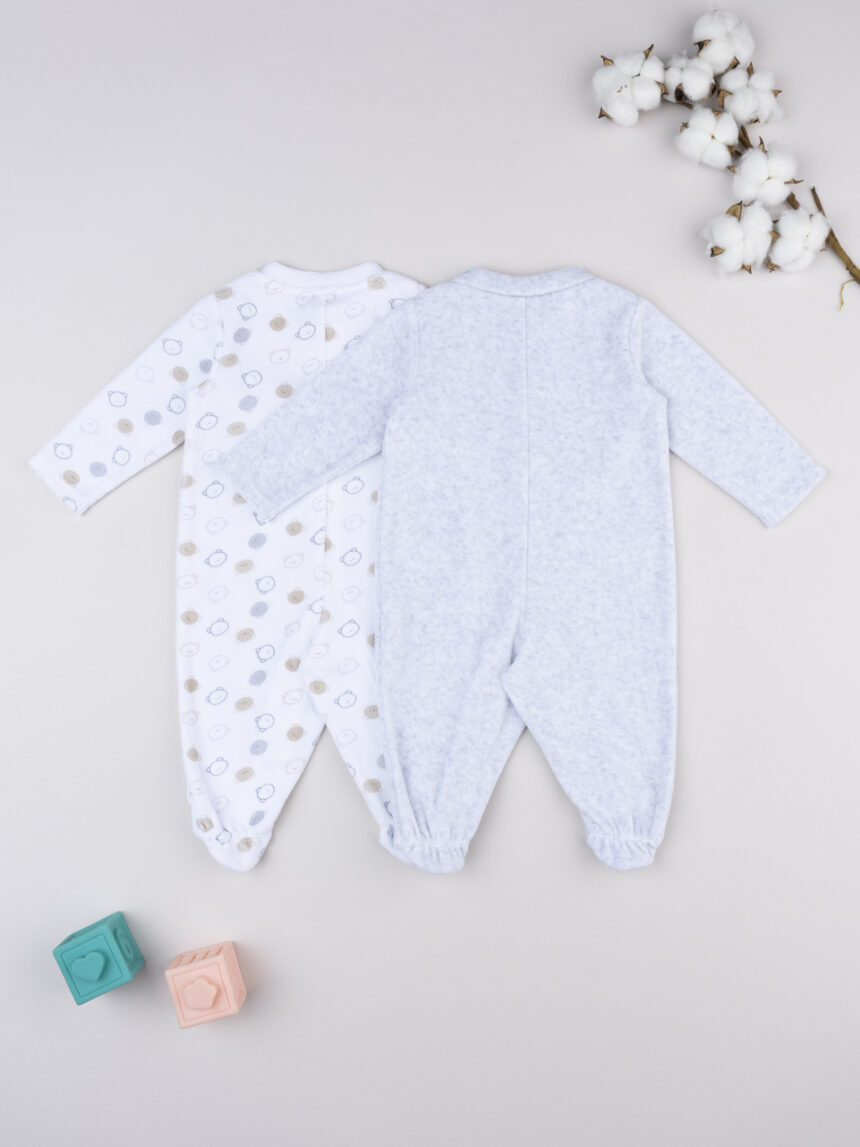 βρεφικά φορμάκια σενίλ με αρκουδάκια πακέτο x2 για αγόρι - Prénatal