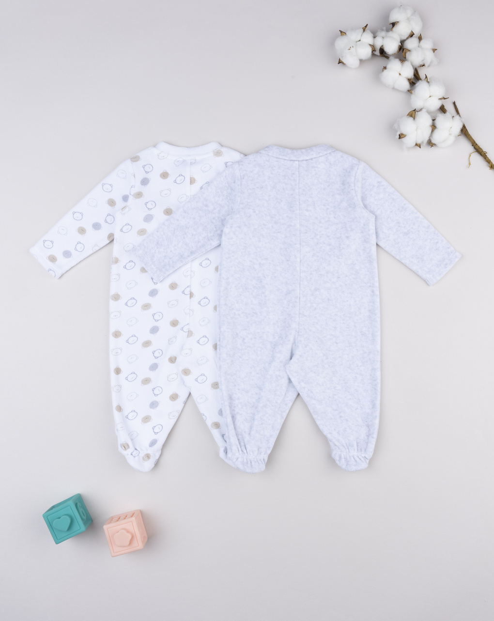 βρεφικά φορμάκια σενίλ με αρκουδάκια πακέτο x2 για αγόρι - Prénatal