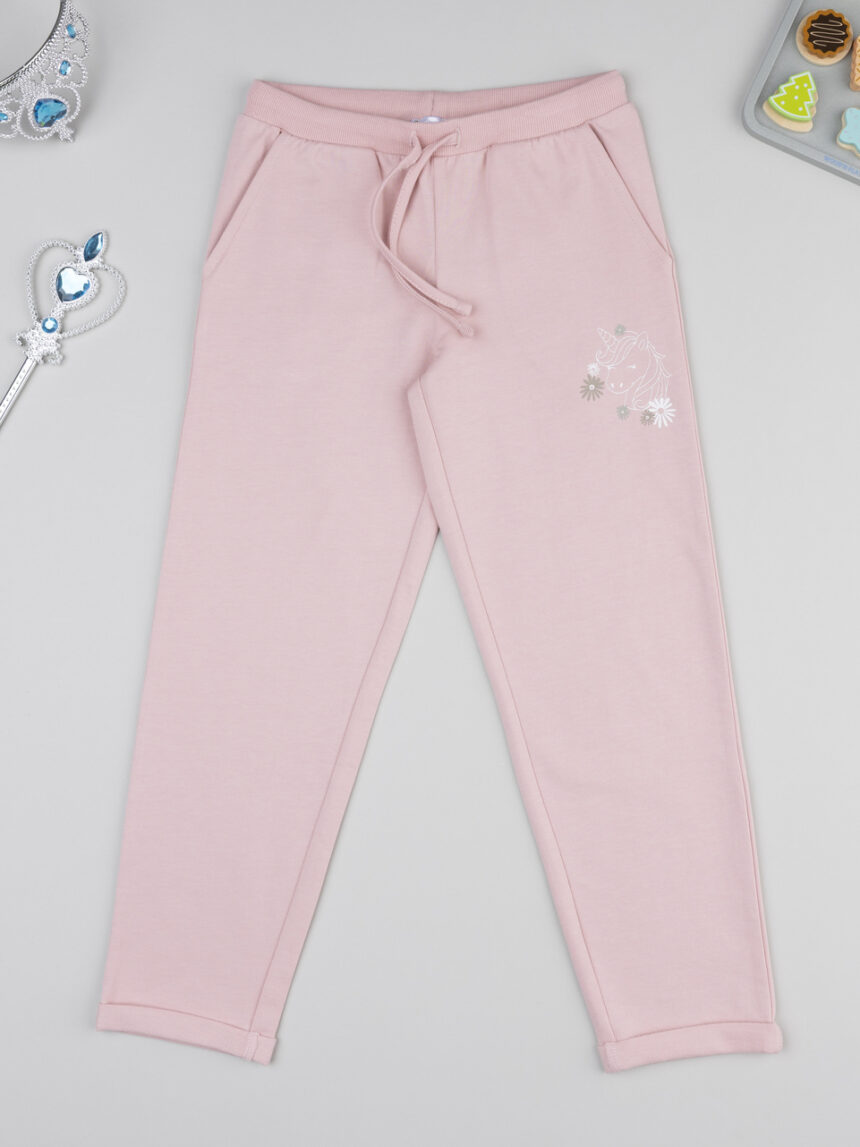 παιδικό παντελόνι φούτερ ροζ με μονόκερο για κορίτσι - Prénatal