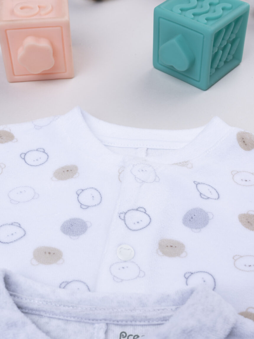 βρεφικά φορμάκια σενίλ με αρκουδάκια πακέτο x2 για αγόρι - Prénatal