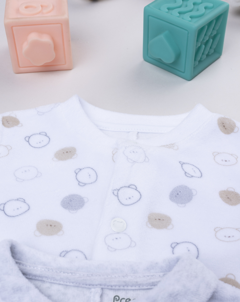 βρεφικά φορμάκια σενίλ με αρκουδάκια πακέτο x2 για αγόρι - Prénatal