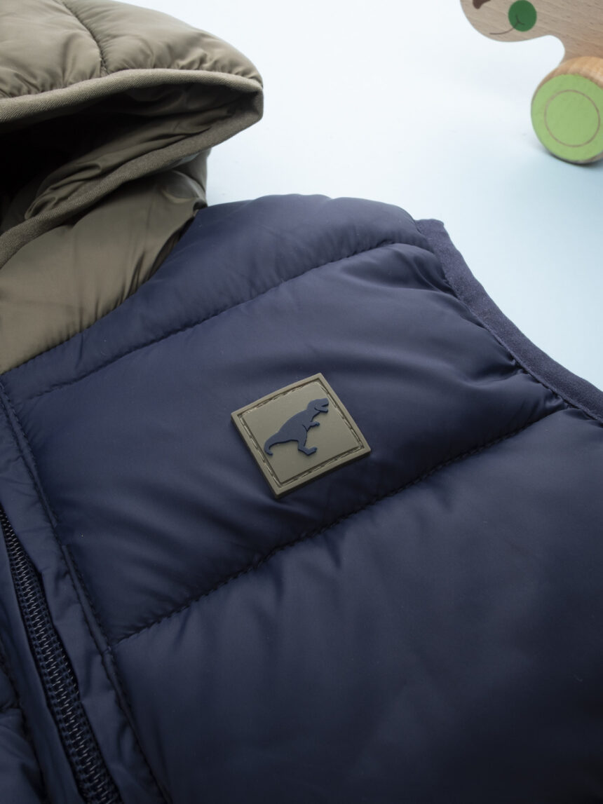 παιδικό αμάνικο μπουφάν puffer μπλε dino για αγόρι - Prénatal