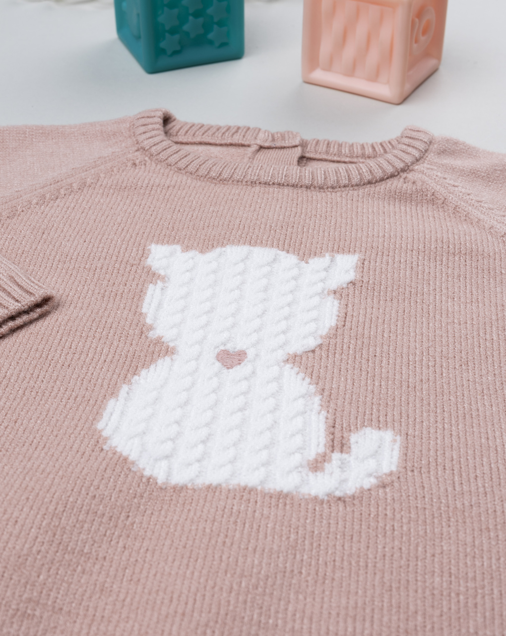 βρεφικό πουλόβερ ροζ με γατάκι για κορίτσι - Prénatal