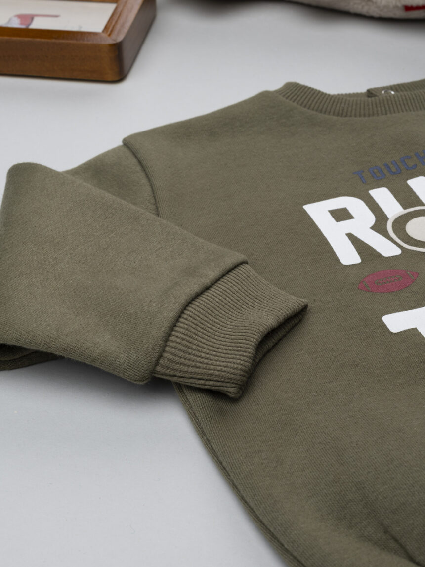 βρεφική μπλούζα φούτερ χακί rugby team για αγόρι - Prénatal