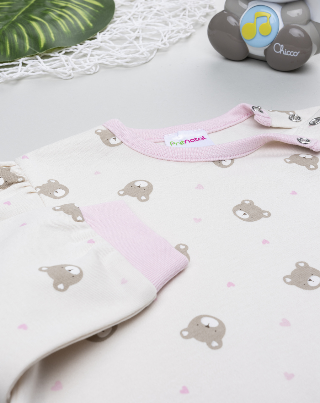 βρεφική πιτζάμα κρεμ με αρκουδάκια για κορίτσι - Prénatal