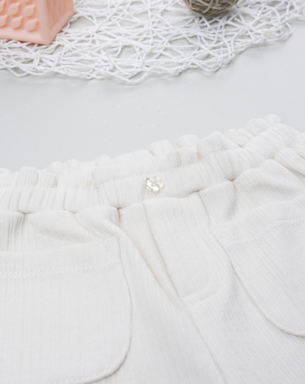 βρεφικό παντελόνι λευκό ριμπ με καρδιά για κορίτσι - Prénatal